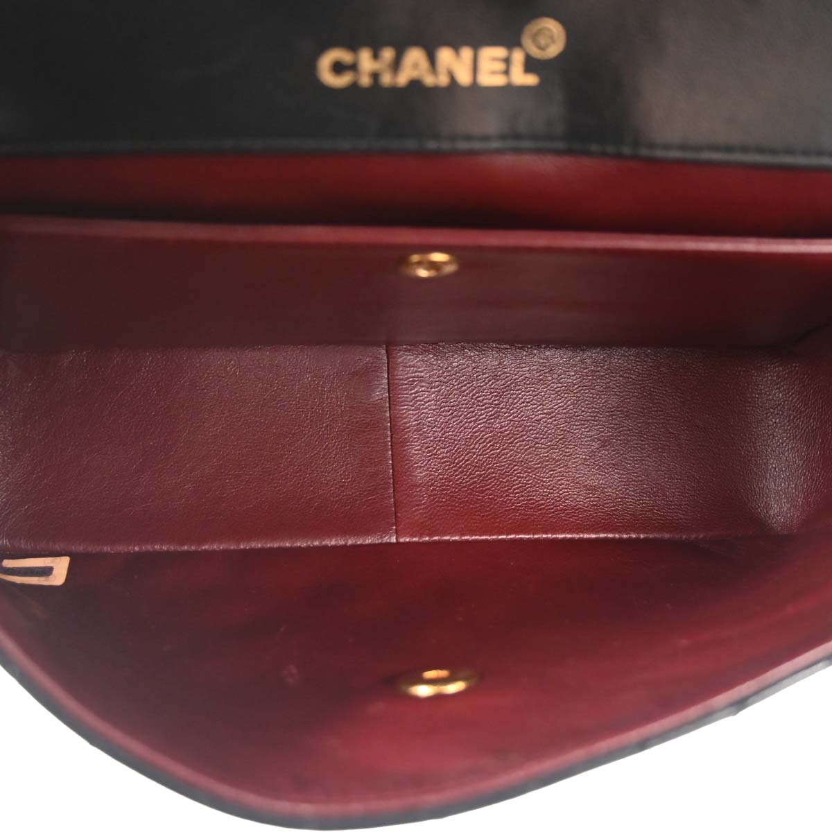 Chanel 1989-1991 Black Lambskin Straight Flap Shoulder Bag