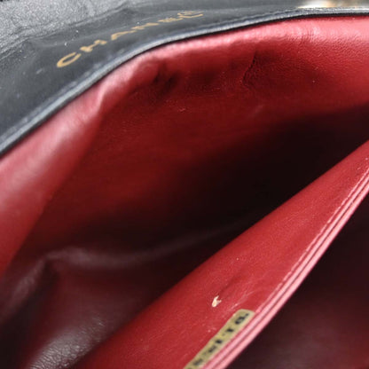 Chanel 1989-1991 Black Lambskin Straight Flap Shoulder Bag