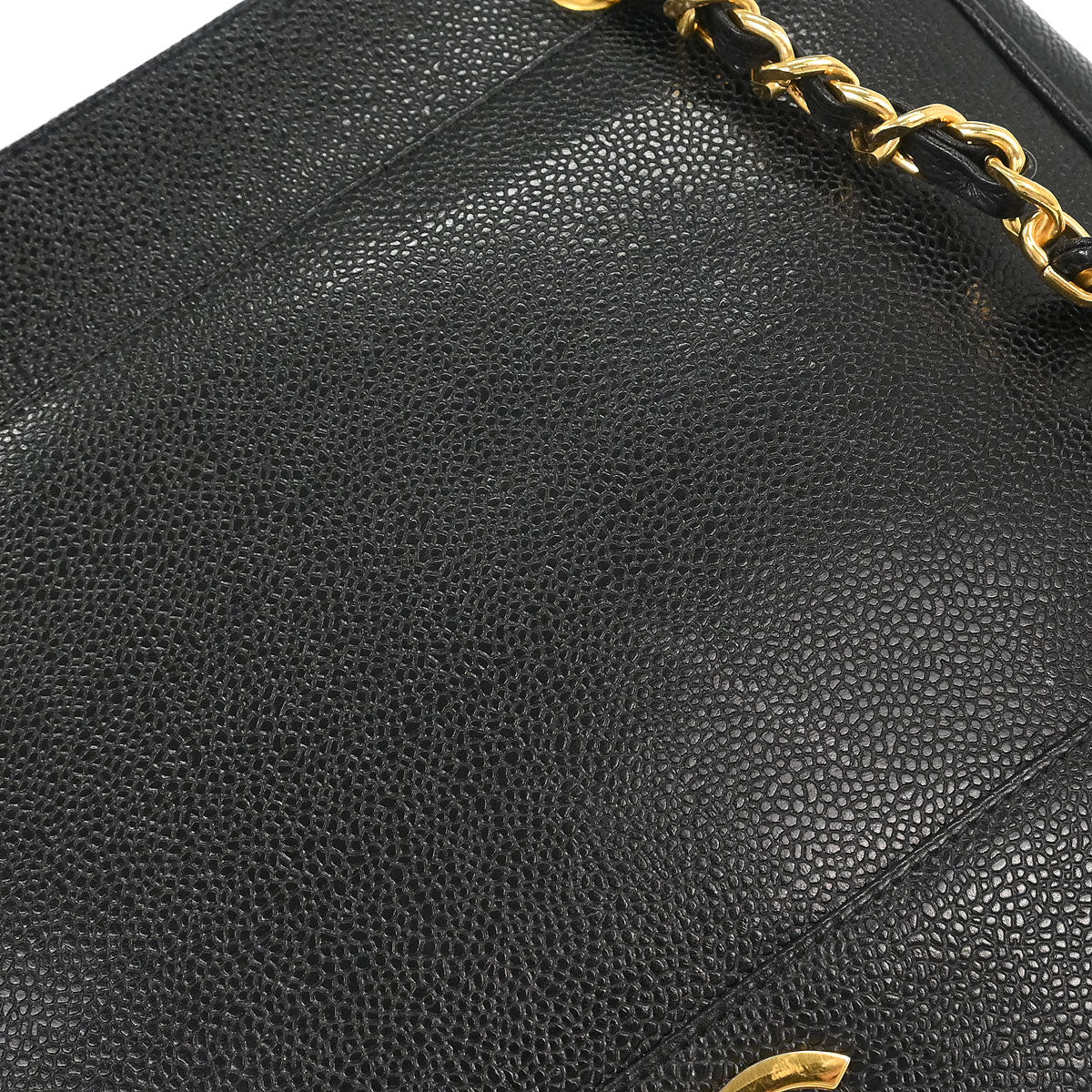 Chanel 1994-1996 Black Caviar Skin Triple CC Shoulder Tote Bag