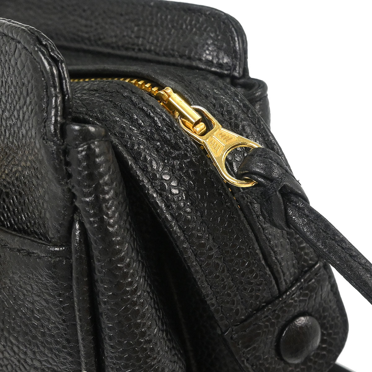 Chanel 1994-1996 Black Caviar Skin Triple CC Shoulder Tote Bag