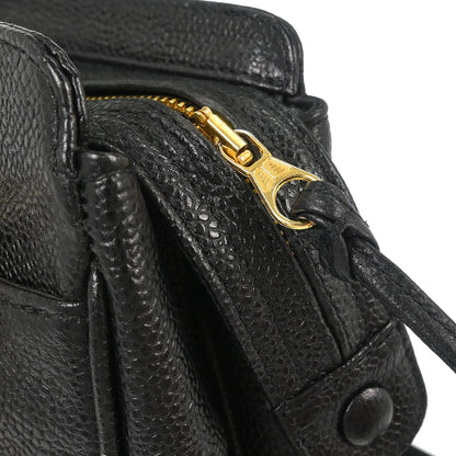 Chanel 1994-1996 Black Caviar Skin Triple CC Shoulder Tote Bag