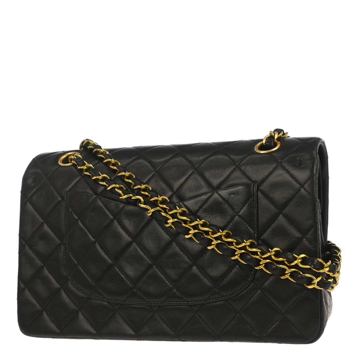 Chanel 1994-1996 Black Lambskin Medium Classic Double Flap Shoulder Bag