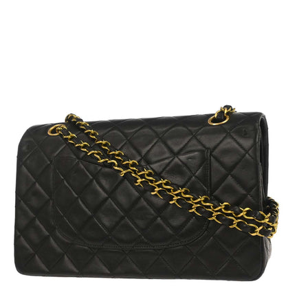 Chanel 1994-1996 Black Lambskin Medium Classic Double Flap Shoulder Bag