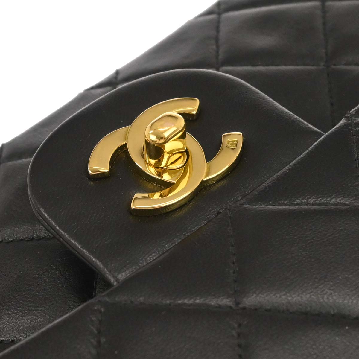 Chanel 1994-1996 Black Lambskin Medium Classic Double Flap Shoulder Bag