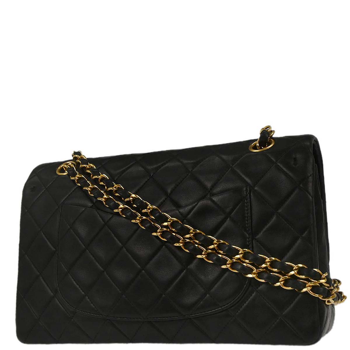 Chanel 1996-1997 Black Lambskin Medium Classic Double Flap Shoulder Bag