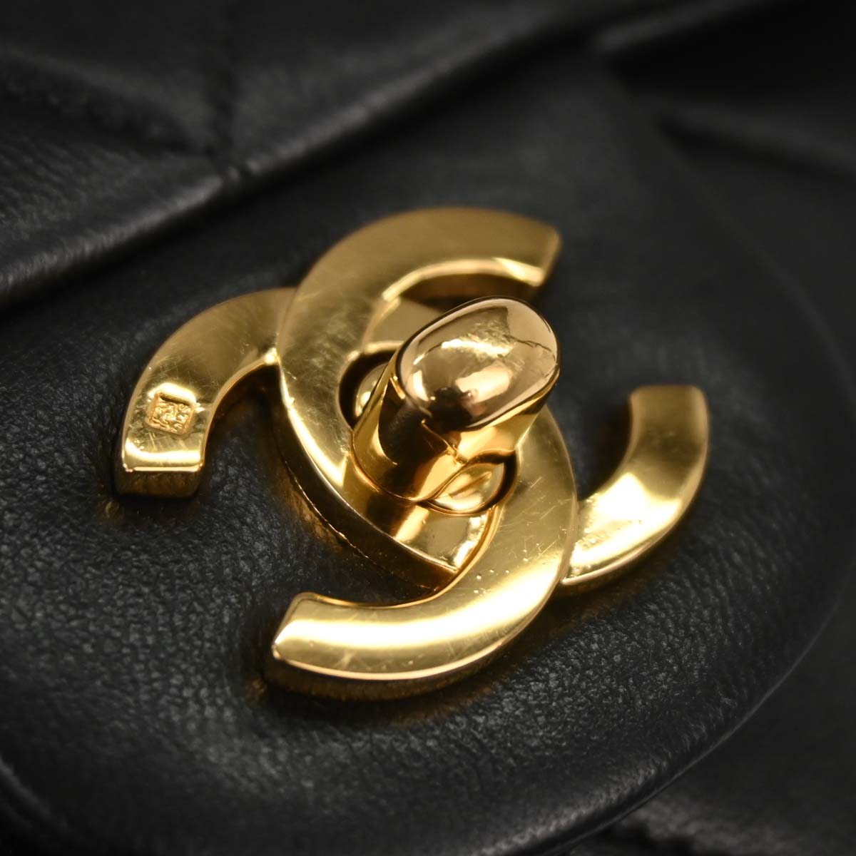 Chanel 1996-1997 Black Lambskin Medium Classic Double Flap Shoulder Bag