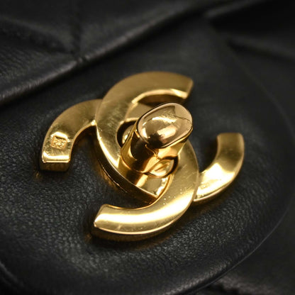 Chanel 1996-1997 Black Lambskin Medium Classic Double Flap Shoulder Bag