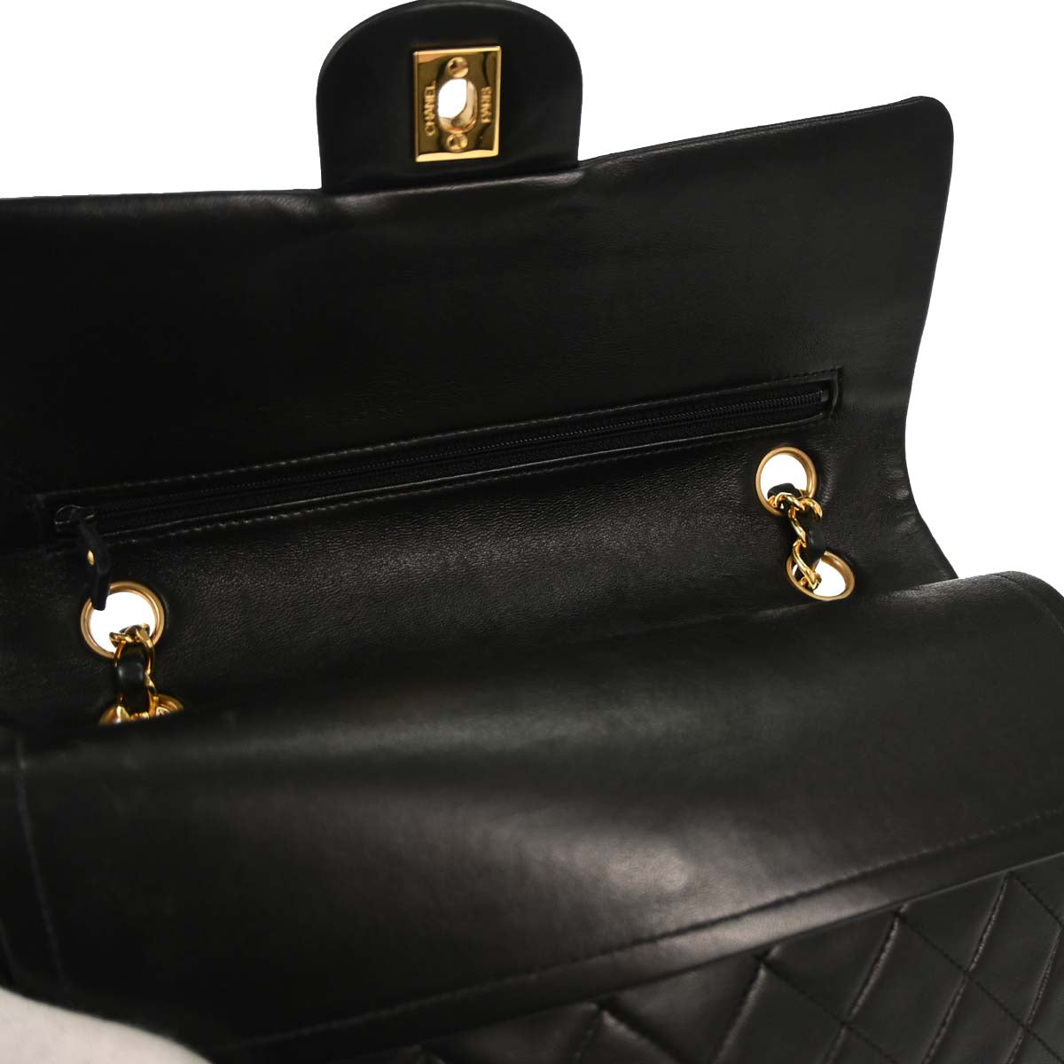 Chanel 1996-1997 Black Lambskin Medium Classic Double Flap Shoulder Bag
