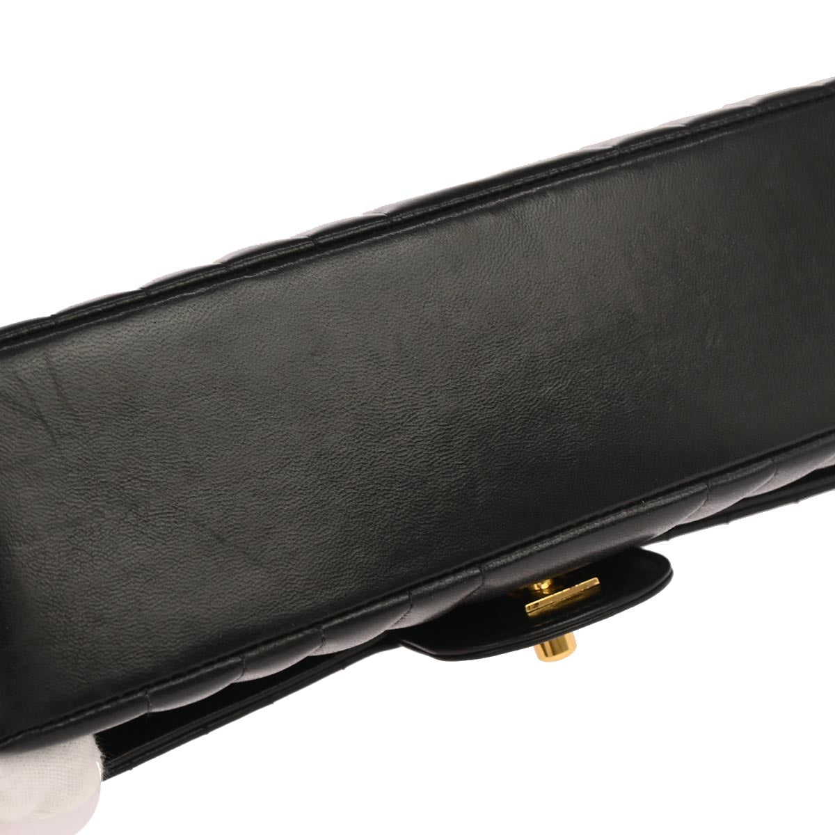 Chanel 1991-1994 Black Lambskin Mademoiselle Single Flap Shoulder Bag