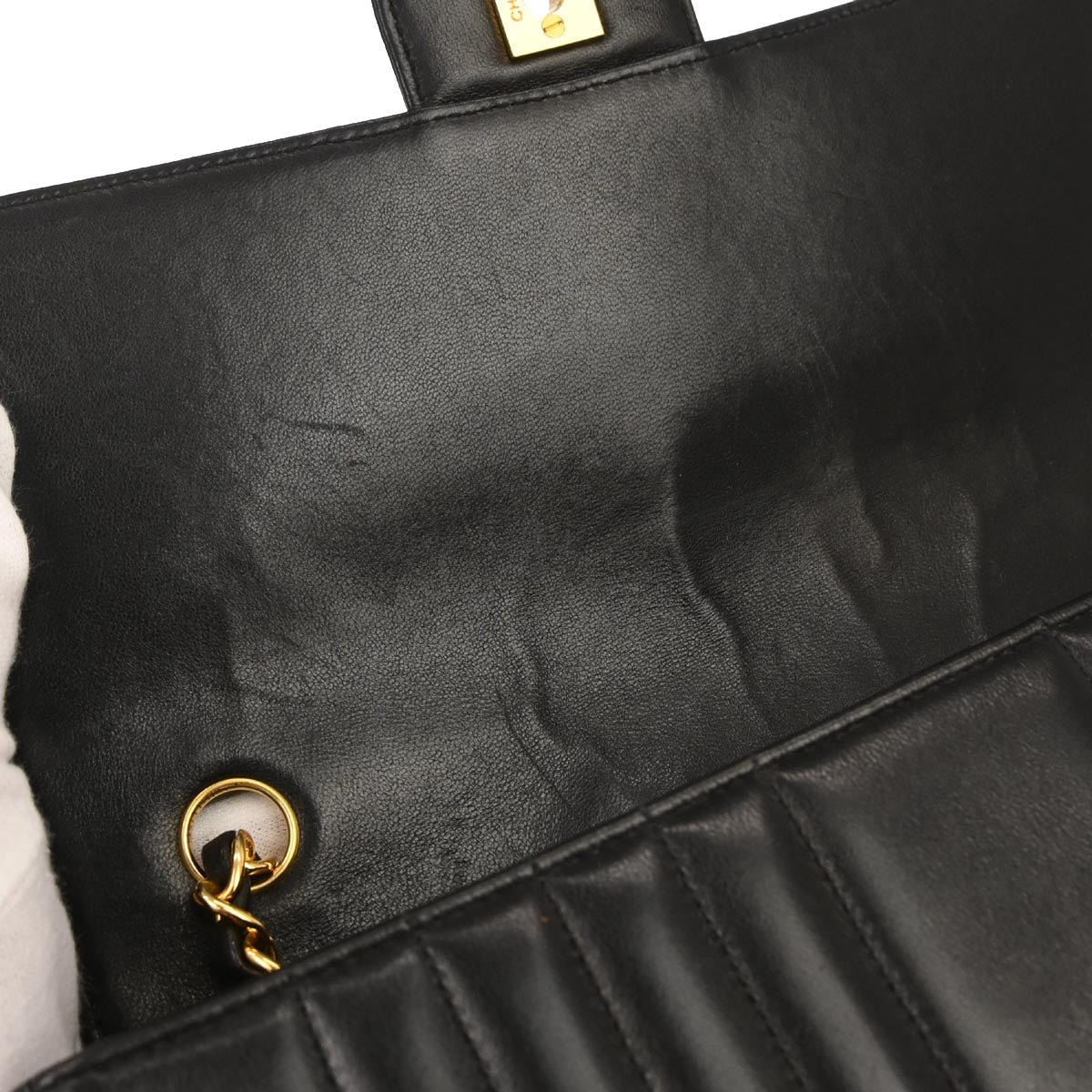 Chanel 1991-1994 Black Lambskin Mademoiselle Single Flap Shoulder Bag