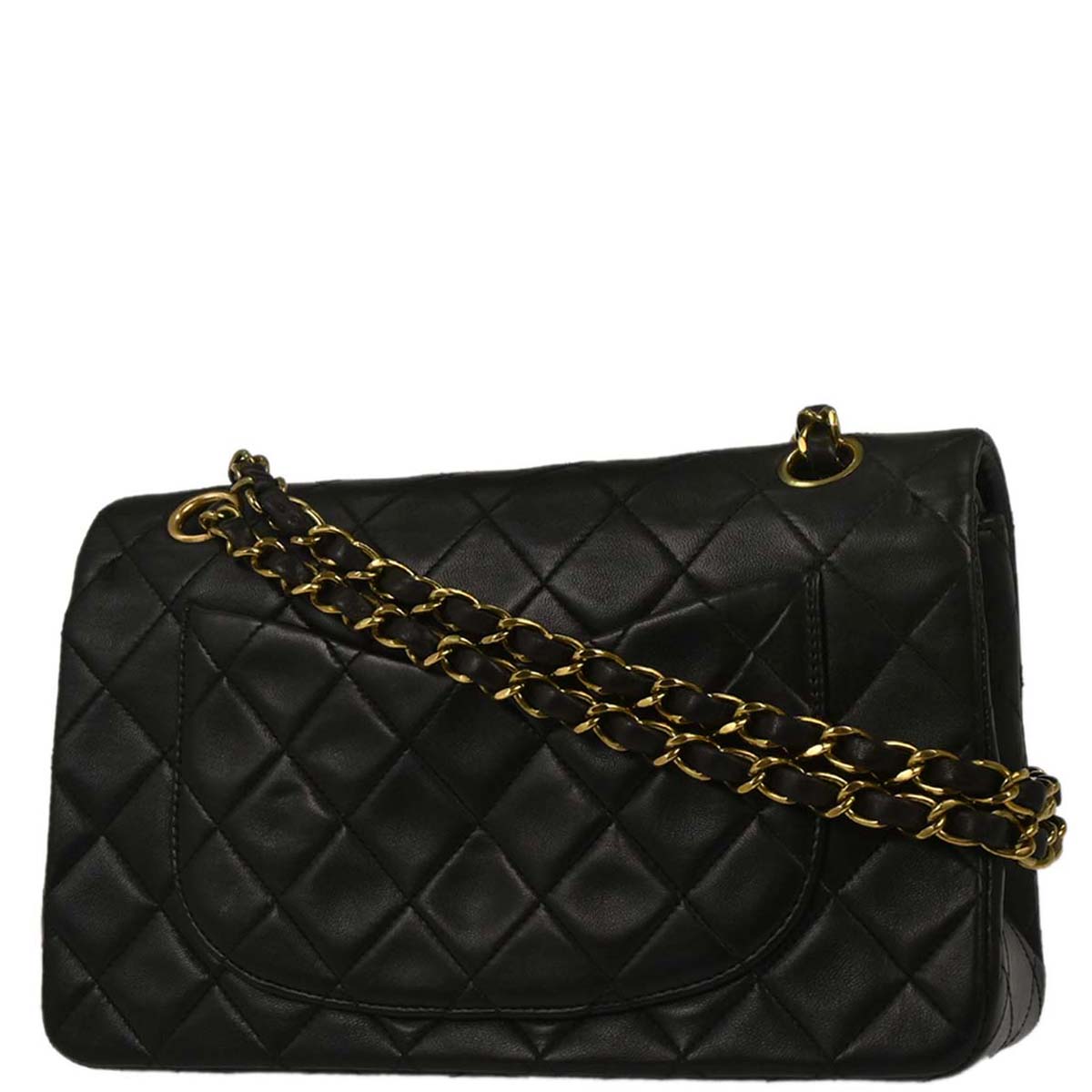 Chanel 1991-1994 Black Lambskin Small Classic Double Flap Shoulder Bag