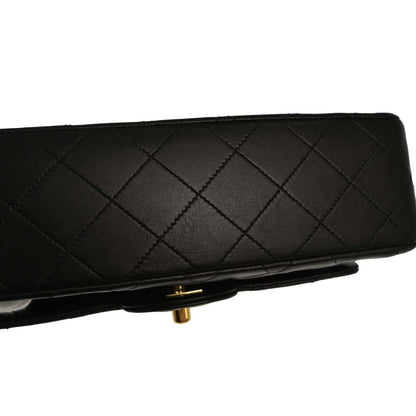 Chanel 1991-1994 Black Lambskin Small Classic Double Flap Shoulder Bag