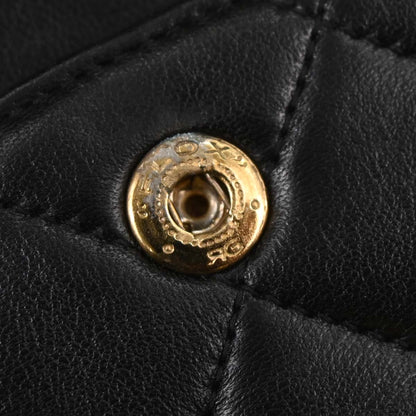 Chanel 1991-1994 Black Lambskin Small Classic Double Flap Shoulder Bag