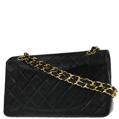 Chanel 1989-1991 Black Lambskin Small Classic Double Flap Shoulder Bag