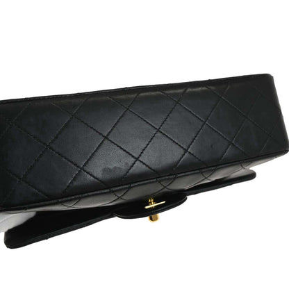 Chanel 1989-1991 Black Lambskin Small Classic Double Flap Shoulder Bag