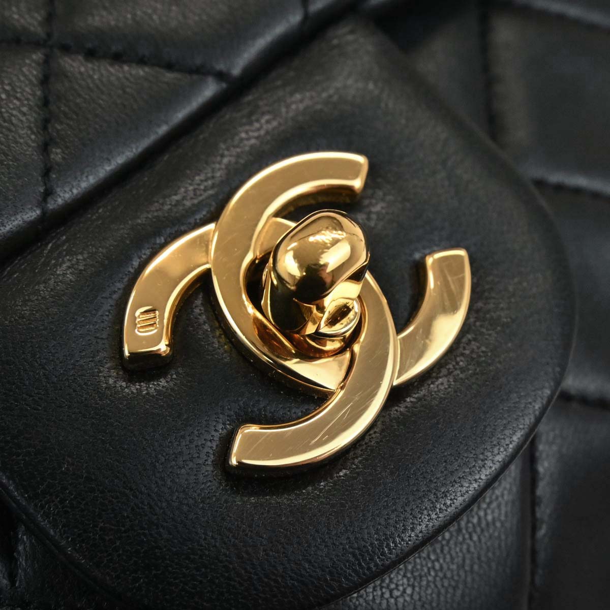 Chanel 1989-1991 Black Lambskin Small Classic Double Flap Shoulder Bag