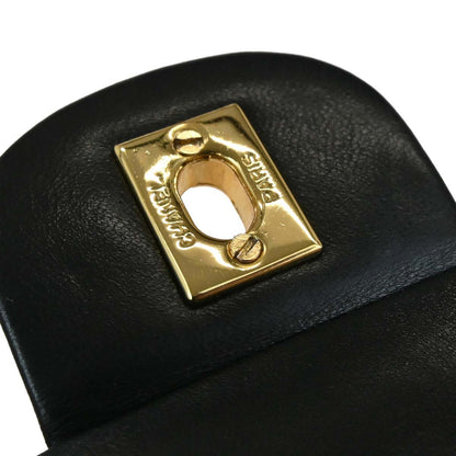 Chanel 1989-1991 Black Lambskin Small Classic Double Flap Shoulder Bag