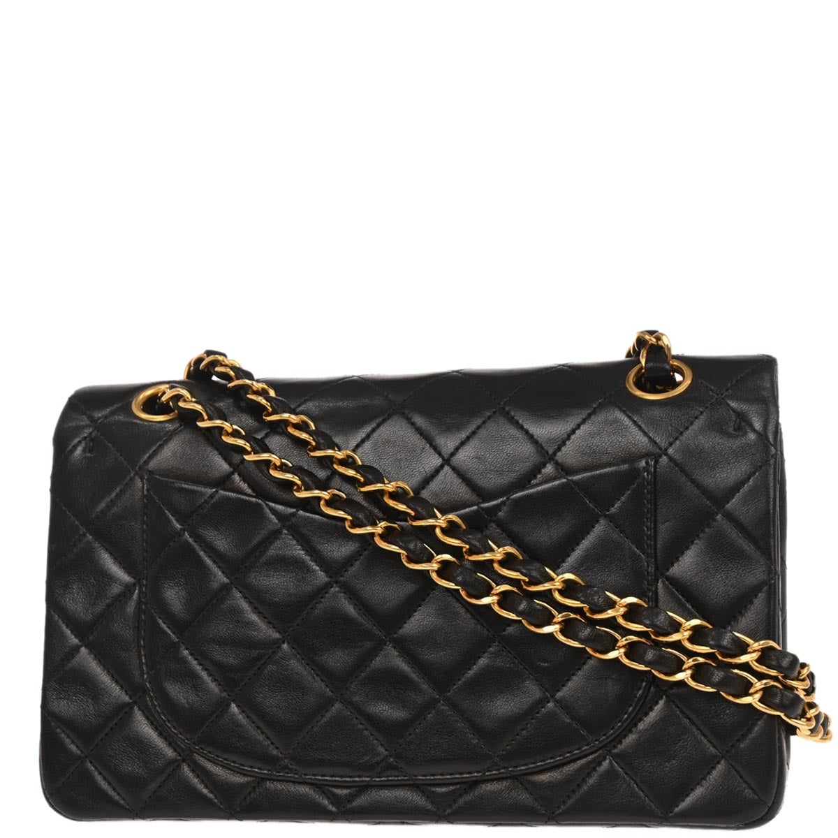 Chanel 1994-1996 Black Lambskin Small Classic Double Flap Shoulder Bag