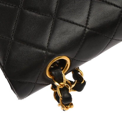 Chanel 1994-1996 Black Lambskin Small Classic Double Flap Shoulder Bag