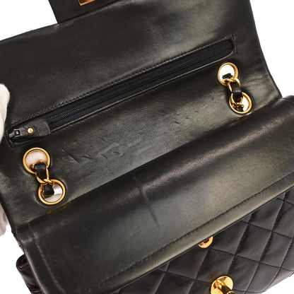 Chanel 1994-1996 Black Lambskin Small Classic Double Flap Shoulder Bag