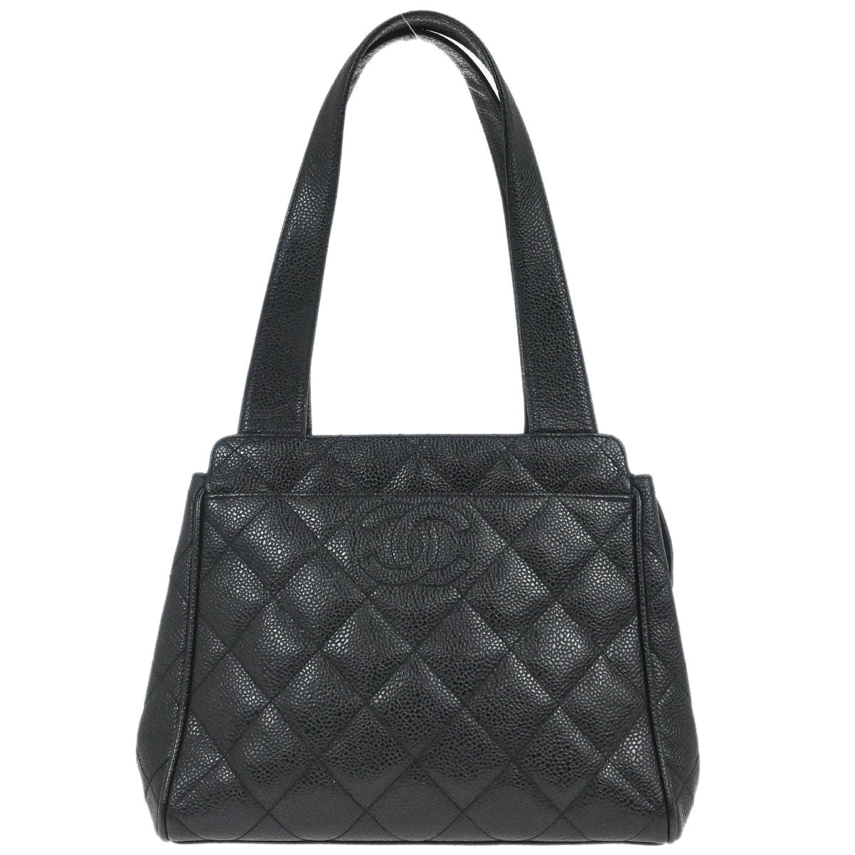 Chanel 1996-1997 Black Caviar Skin Tote Handbag