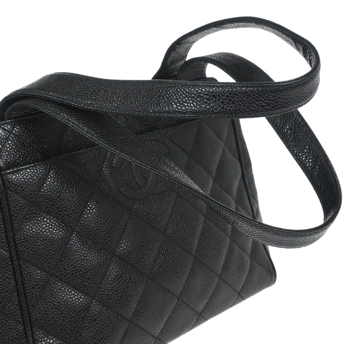 Chanel 1996-1997 Black Caviar Skin Tote Handbag