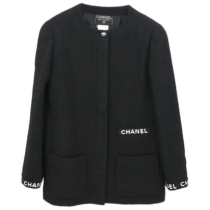 Chanel 1995 Single Breasted Collarless Jacket Black #40