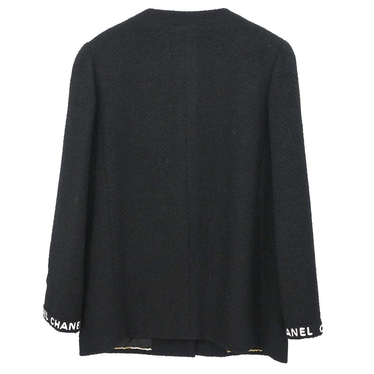Chanel 1995 Single Breasted Collarless Jacket Black #40