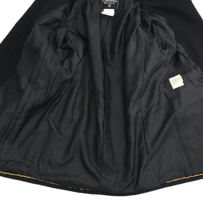Chanel 1995 Single Breasted Collarless Jacket Black #40