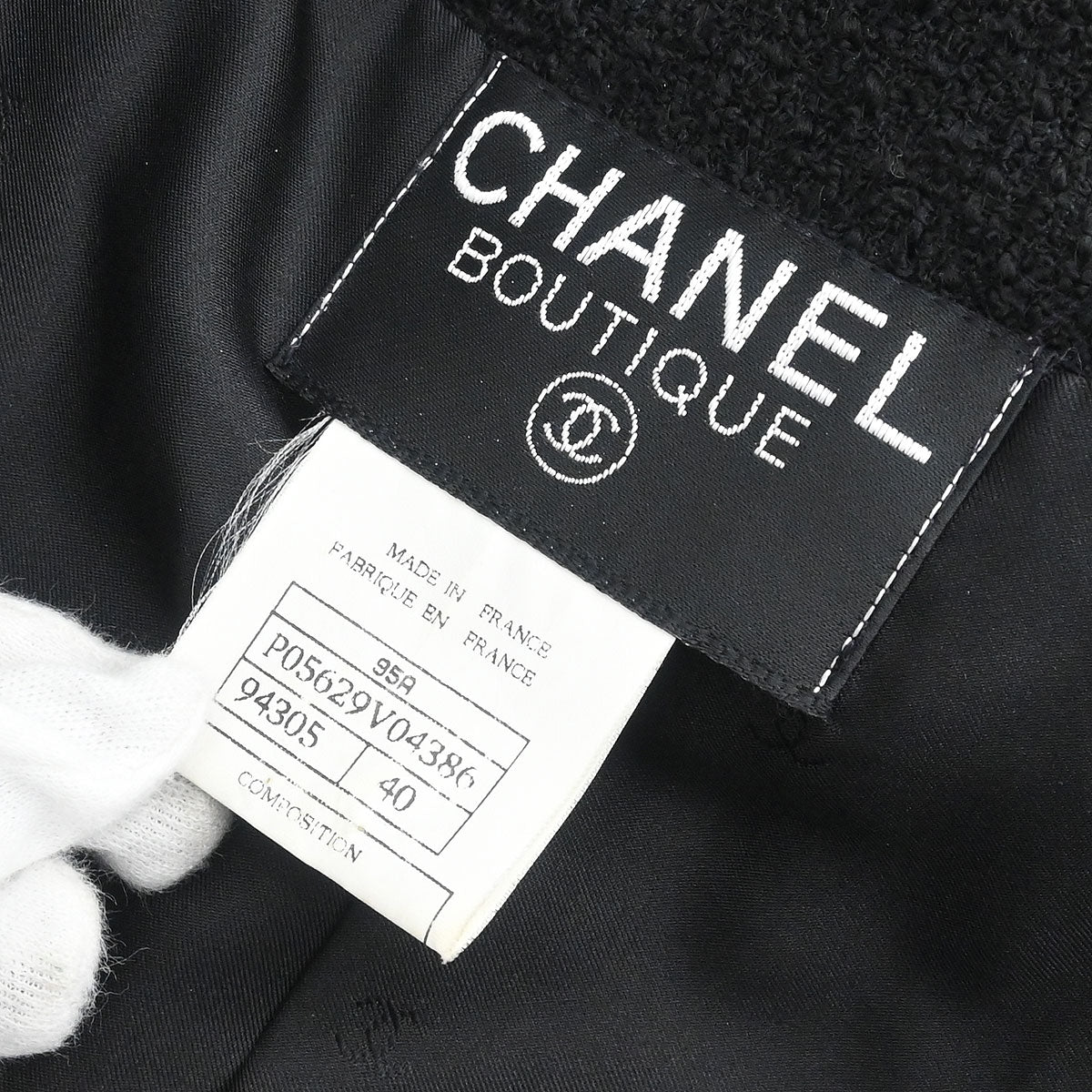 Chanel 1995 Single Breasted Collarless Jacket Black #40