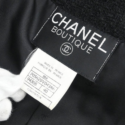 Chanel 1995 Single Breasted Collarless Jacket Black #40