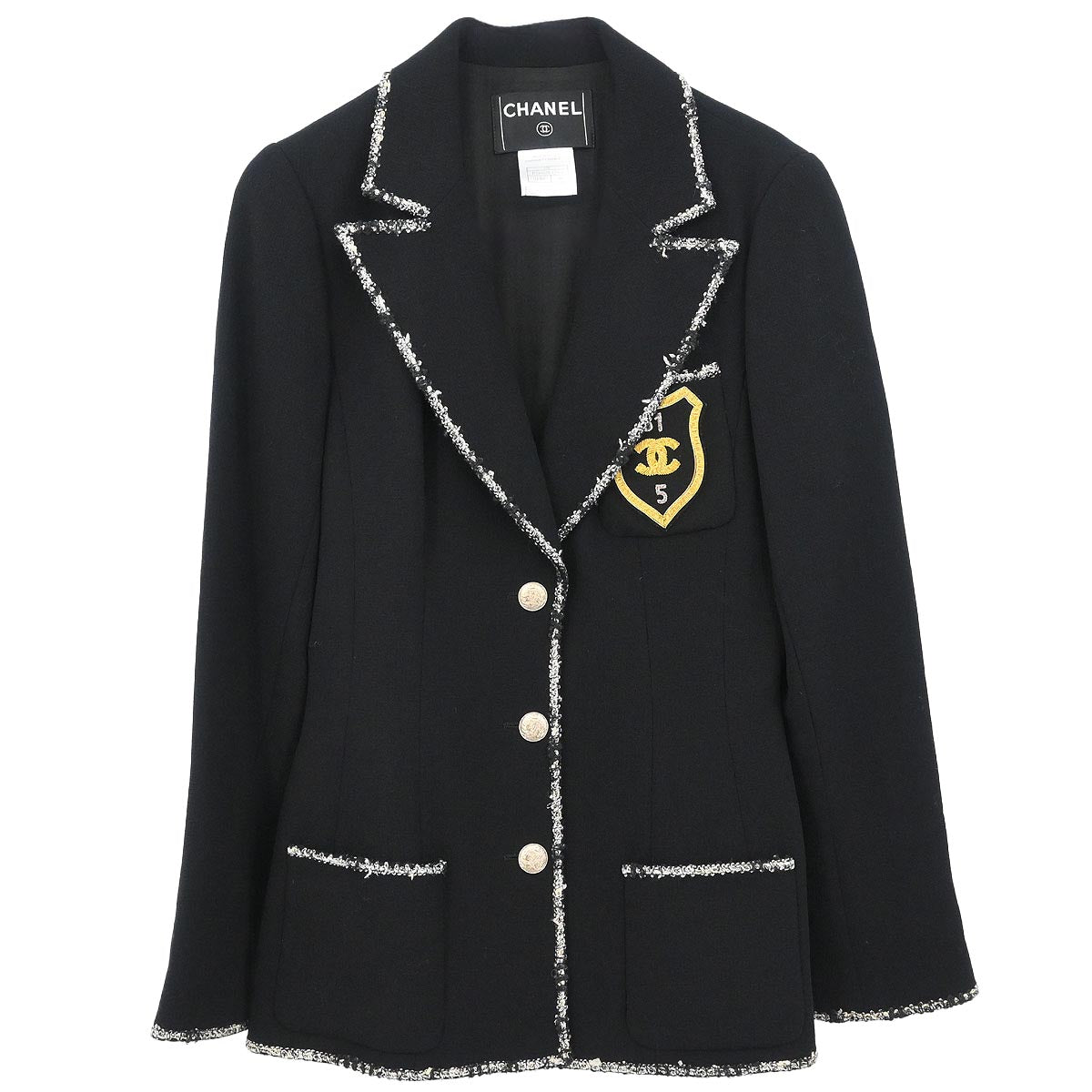 Chanel 2005 Emblem Single Breasted Jacket Black #38