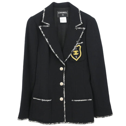 Chanel 2005 Emblem Single Breasted Jacket Black #38