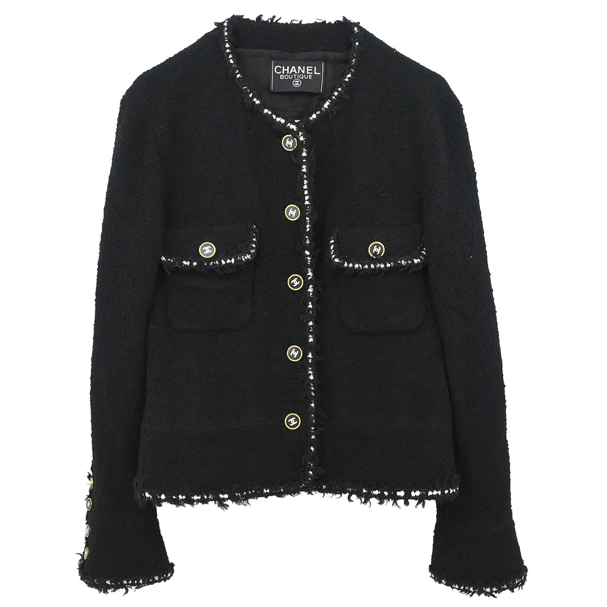 Chanel Collarless Single Breasted Jacket Black
