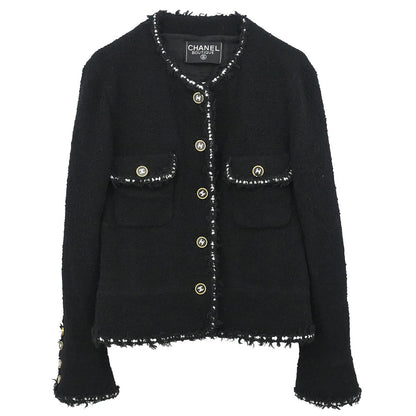 Chanel Collarless Single Breasted Jacket Black