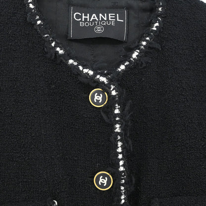 Chanel Collarless Single Breasted Jacket Black
