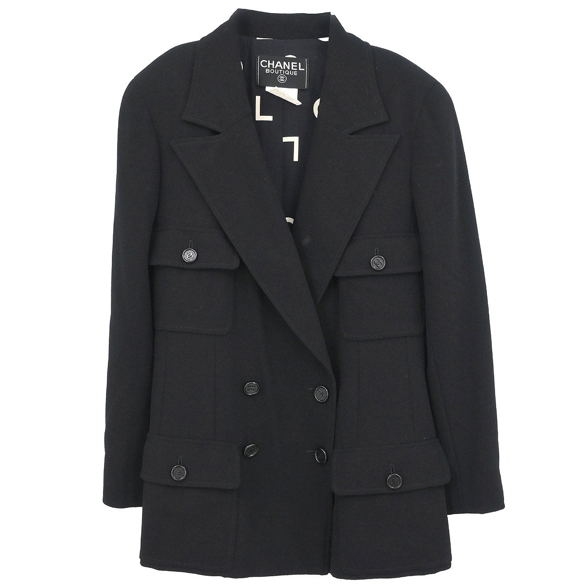 Chanel 1997 Double Breasted Jacket Black #38