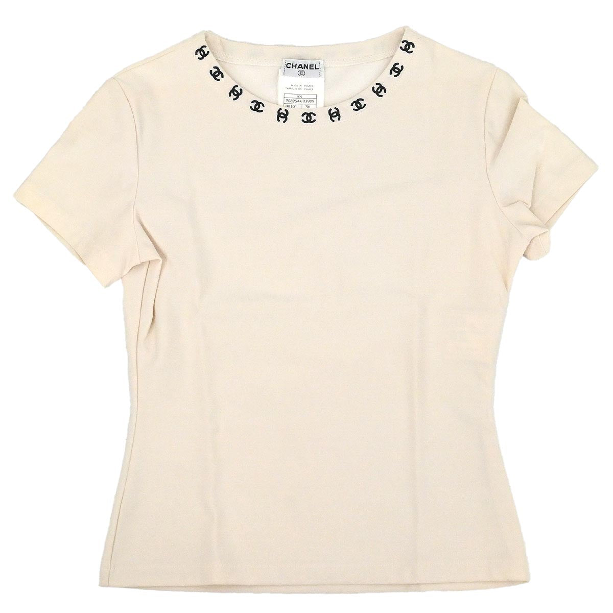 Chanel 1997 Short Sleeve T-shirt Top Ivory #36