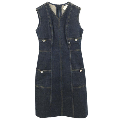Chanel Sleeveless Denim Dress Navy #38