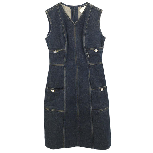 Chanel Sleeveless Denim Dress Navy #38