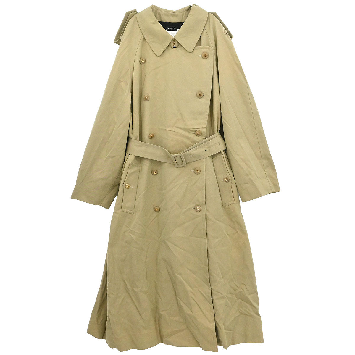 Chanel Double Breasted Trench Coat Beige #40