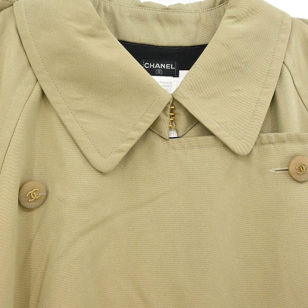 Chanel Double Breasted Trench Coat Beige #40