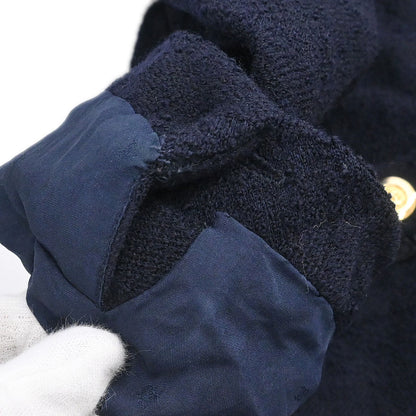 Chanel Single Breasted Collarless Jacket Navy #40