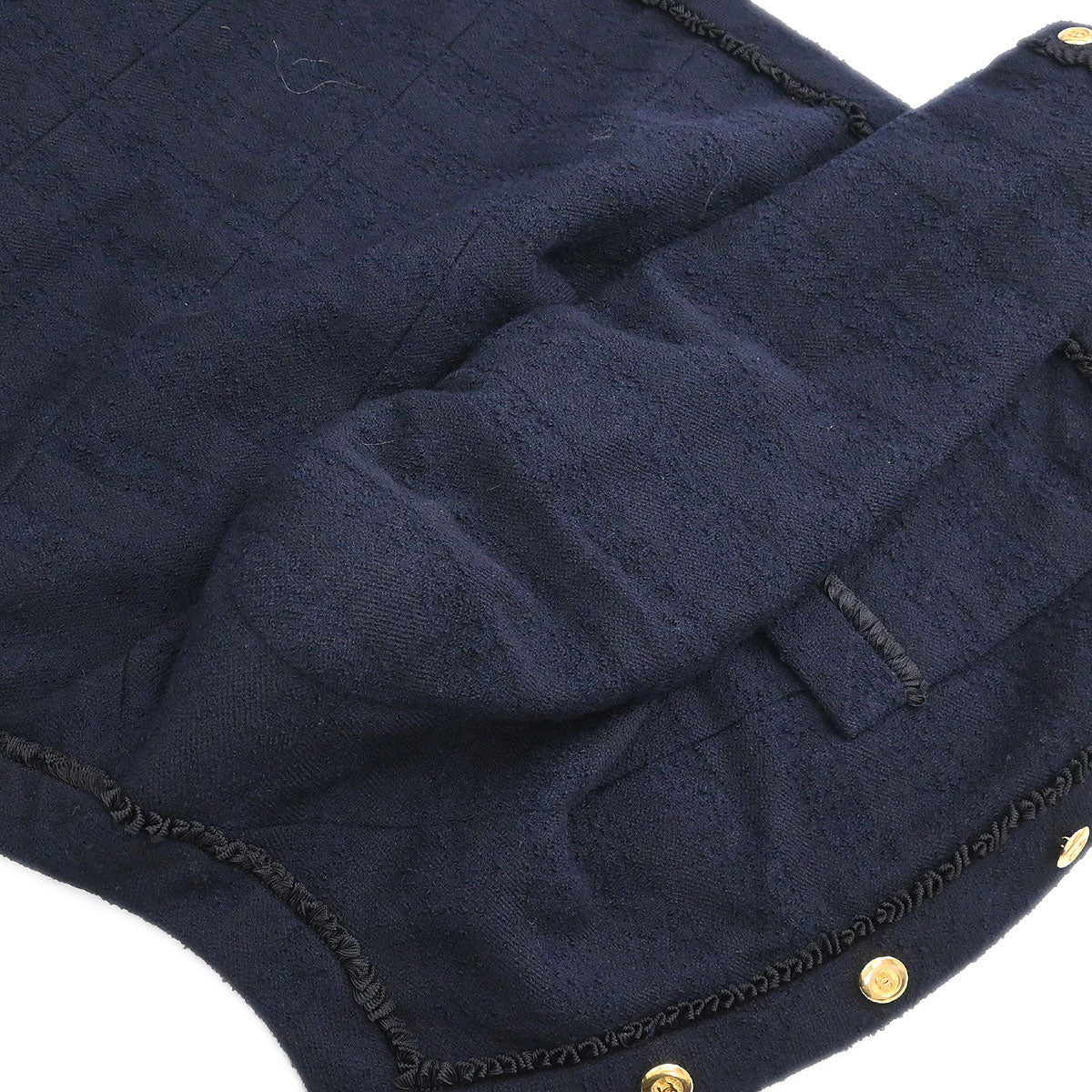 Chanel Single Breasted Collarless Jacket Navy #40