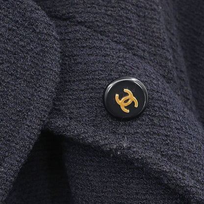 Chanel 1995 Single Breasted Jacket Dark Navy #38