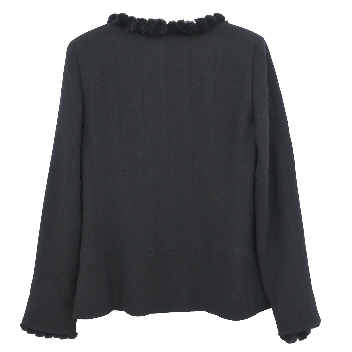 Chanel 2003 Single Breasted Collarless Jacket Black #42