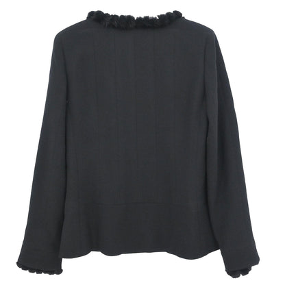 Chanel 2003 Single Breasted Collarless Jacket Black #42