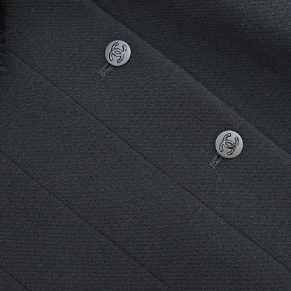 Chanel 2003 Single Breasted Collarless Jacket Black #42