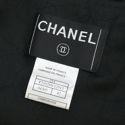 Chanel 2003 Single Breasted Collarless Jacket Black #42