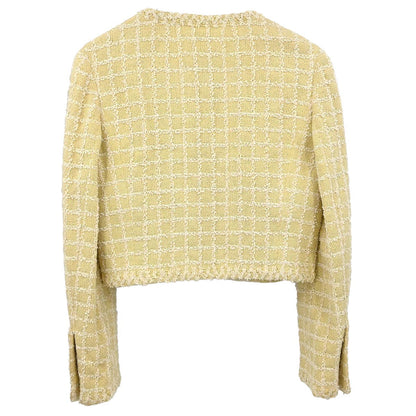Chanel 1994 Single Breasted Collarless Jacket Yellow #38